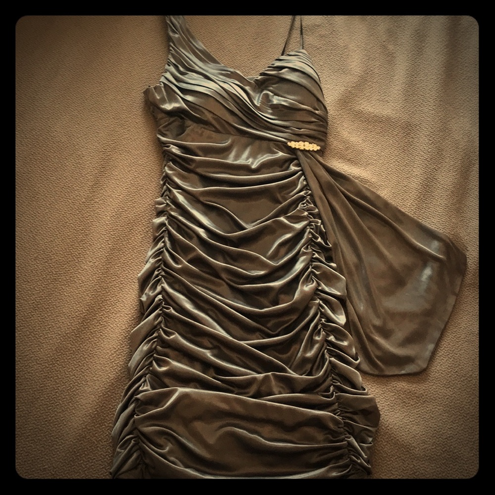 One shoulder silver cocktail dress NWT